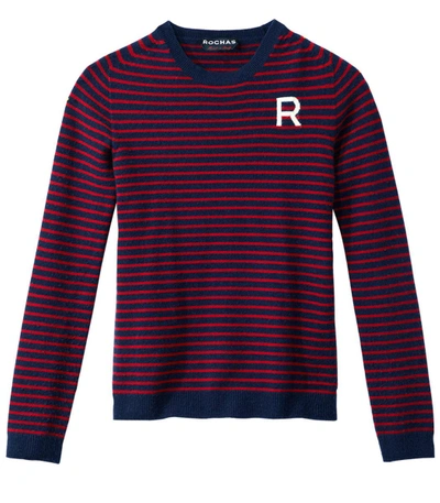 Rochas Red & Navy Stripe R Sweater