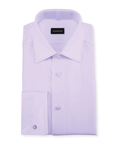 Ermenegildo Zegna Twill Cotton French-cuff Dress Shirt, Lavender (purple)