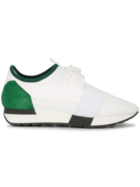 Balenciaga Race Runner Leather, Mesh, Neoprene And Suede Sneakers In White  | ModeSens