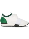 Balenciaga Race Runner Leather, Mesh, Neoprene And Suede Sneakers In White/oth