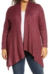 Bobeau Amie Waterfall Cardigan In Windsor Wine