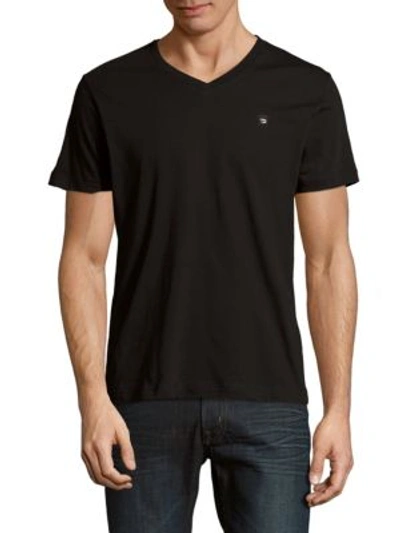 Diesel Solid V-neck T-shirt In Black