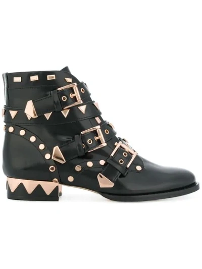 Sophia Webster Riko Stud-embellished Leather Ankle Boots In Black