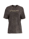 Alexander Wang Women's Acid Wash Embroidered T-shirt In Acid Black