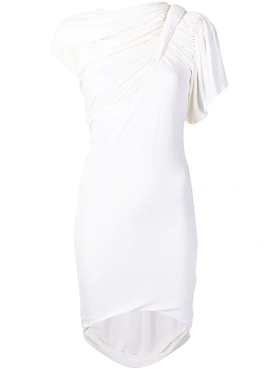 Alexander Wang Gathered Short Sleeve Mini Dress With Integrated Corset Snow White In Ivory