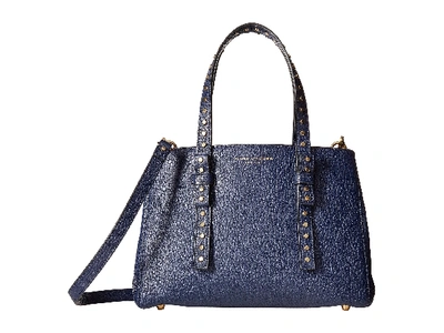 Marc Jacobs Mini T Leather Satchel In Midnight Blue/gold