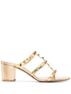Valentino Garavani Women's Rockstud Block Heel Slide Sandals In Gold