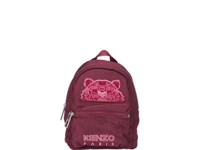 Kenzo Mini Kampus Tiger Velvet Backpack In Red