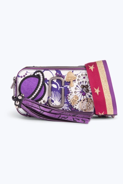 Marc Jacobs Stamped Flowers Snapshot Camera Bag In Purple Multi
