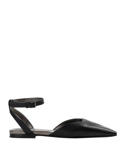 Brunello Cucinelli Bead-embellished Leather Flats In Black