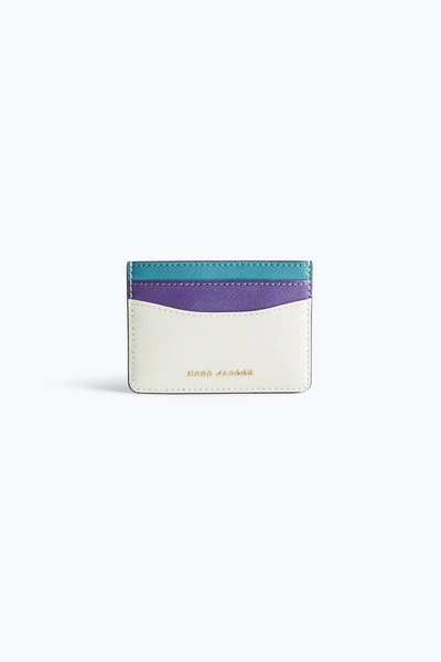 Marc Jacobs Color Block Saffiano Leather Card Case In Dove Multi/gold