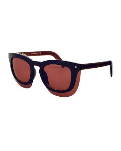 Grey Ant Inbox Oversize Square Sunglasses, Navy/plum