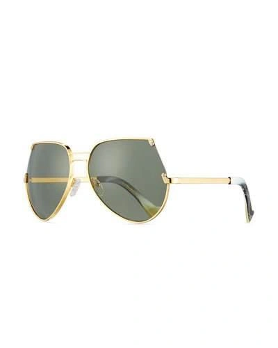 Grey Ant Embassy Cutoff Aviator Sunglasses, Gold/gray