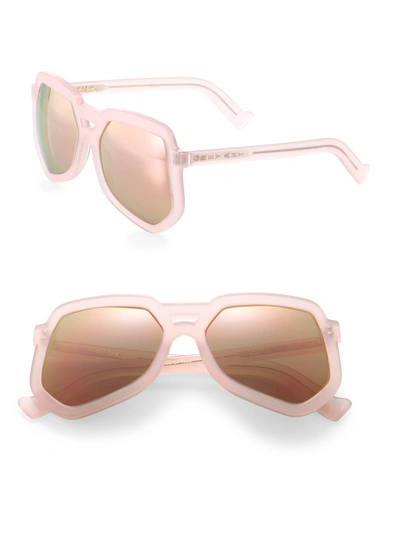 Grey Ant Clip 56mm Large Aviator Sunglasses In Clouded Rose