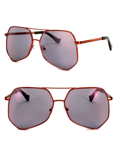 Grey Ant Megalast 61mm The Wire Hexagon Aviator Sunglasses In Red