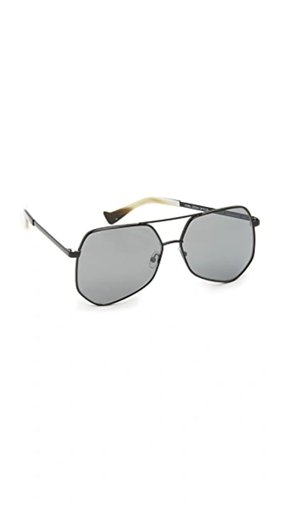 Grey Ant Megalast Large Aviator Sunglasses In 黑色 / 炮铜色