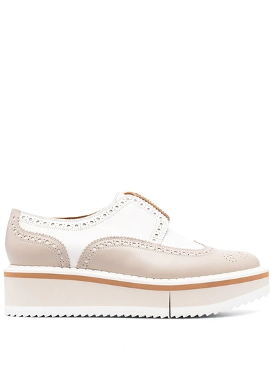 Clergerie Becka Leather Platform Brogues In Talco