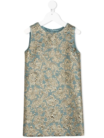 Dolce & Gabbana Kids' Short Floral Lamé Jacquard Dress