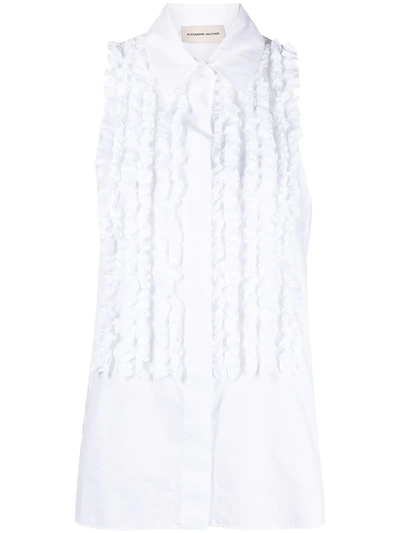 Alexandre Vauthier Ruffled Sleeveless Cotton-poplin Shirt In White