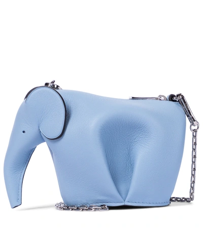 Loewe Elephant Nano Leather Pouch In Blue