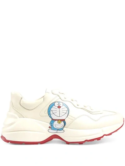 Gucci Doraemon 50mm Rhyton Sneakers In Ivory Leather
