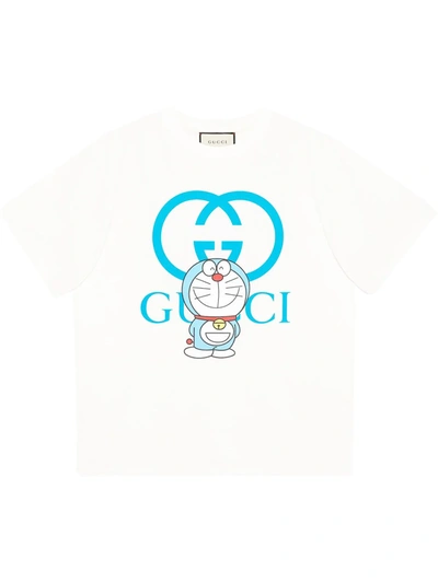 Gucci X Doraemon Oversize Logo T-shirt In White