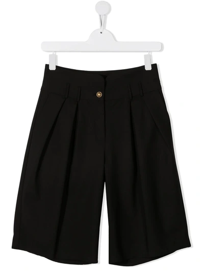 Balmain Teen High-rise Knee-length Shorts In Black