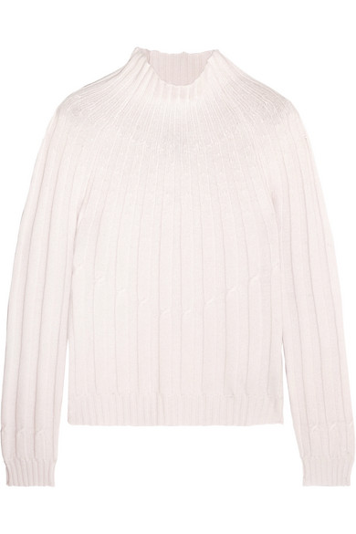 Bottega Veneta Roll-neck Ribbed-knit Cashmere Sweater In Ivory | ModeSens