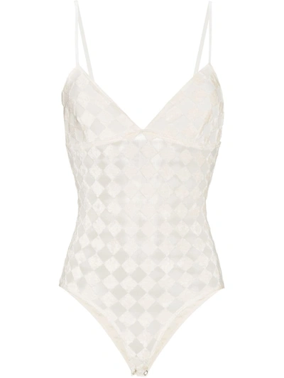 Baserange Mississippi Check-pattern Bodysuit In White