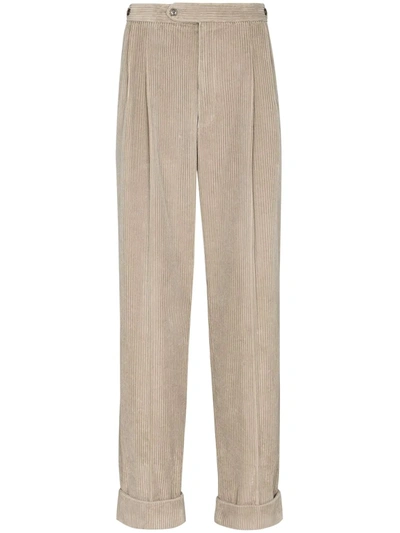 Gucci Corduroy Straight Leg Trousers In Grey