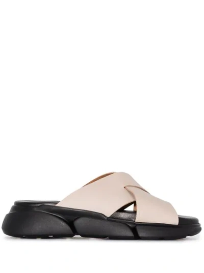Atp Atelier Grey Sovereto Flatform Leather Sandals In Grau