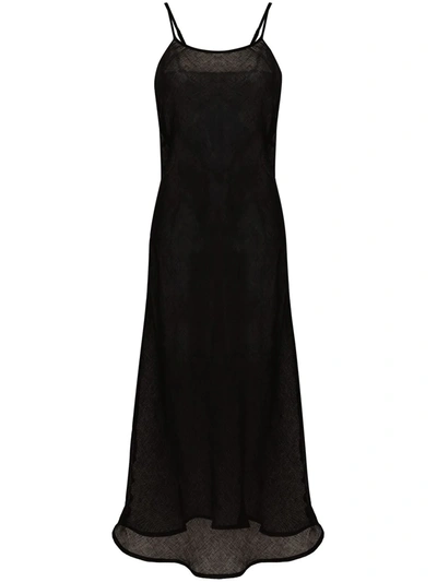 Baserange Dydine Sheer Linen Nightdress In Black