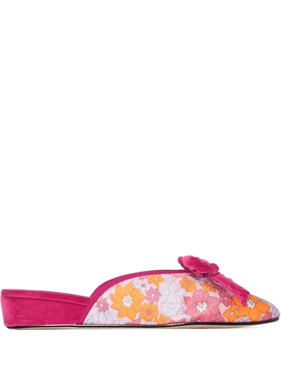 Olivia Morris At Home Daphne Floral-print Slippers In Pink
