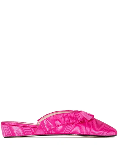 Olivia Morris At Home Blossom Frill-edge Slippers In Rosa