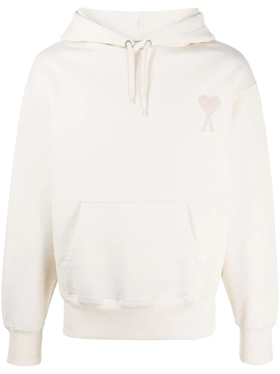 Ami Alexandre Mattiussi Logo Boxy Cotton Jersey Hoodie In White
