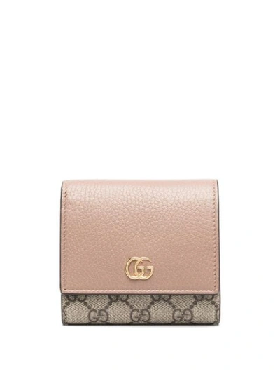 Gucci Neutral Marmont Gg Supreme Wallet In Neutrals