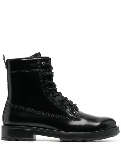 Diesel Mens Black D-throuper Lace-up Leather Combat Boots 9
