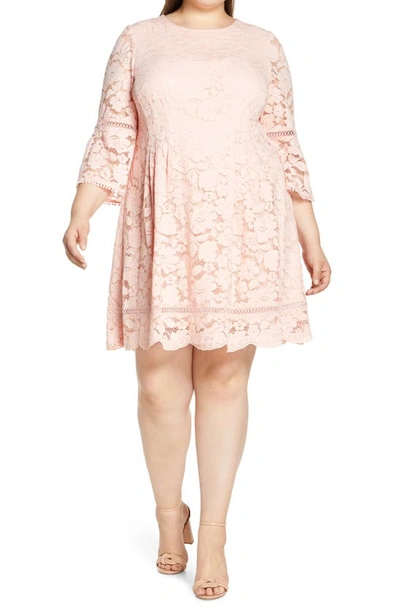 Vince Camuto Cotton Blend Lace Fit & Flare Dress In Blush