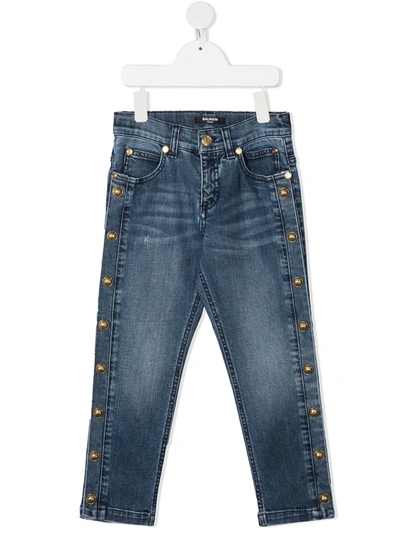 Balmain Kids' 5-pocket Jeans With Metal Buttons In Denim