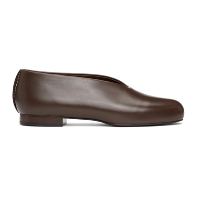 Lemaire High-cut Leather Flats In 468 Dark Earth