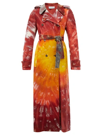 Gabriela Hearst Michael Double-breasted Tie-dyed Cashmere Trench Coat In Red