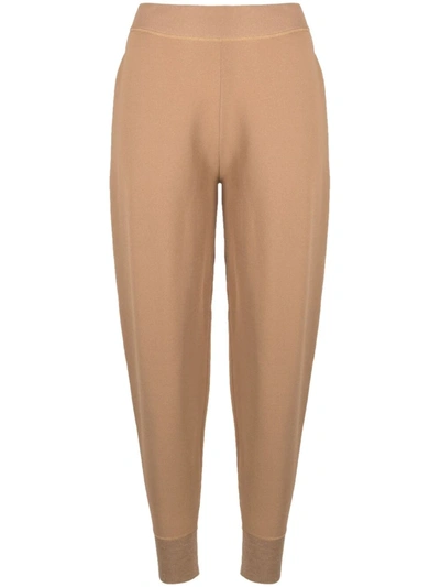 Stella Mccartney + Net Sustain Cashmere And Wool-blend Track Pants In Brown
