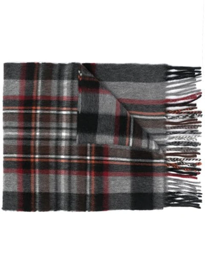 Begg & Co Plaid Wool Scarf In Grey