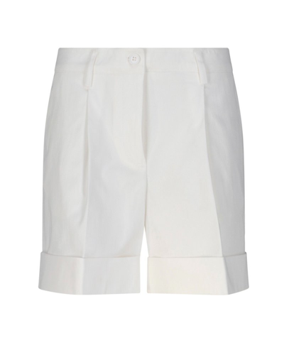 P.a.r.o.s.h Pleated Detail Cotton Shorts In White
