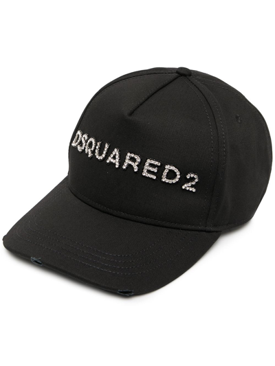 Dsquared2 Crystal-embellished Logo Baseball Cap In Black