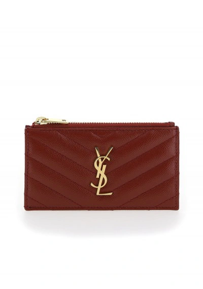 Saint Laurent Card Holder In Opyum Red