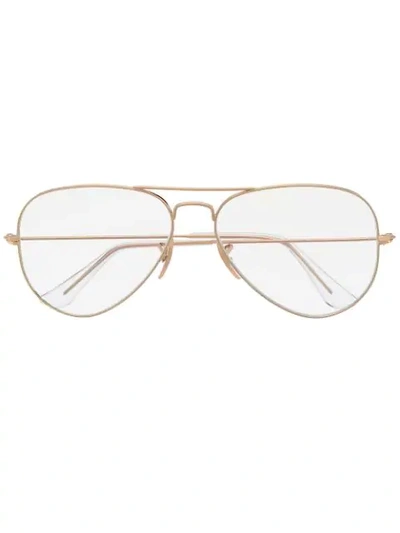 Ray Ban Aviator-frame Glasses In Gold
