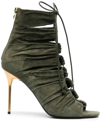 Balmain Scarlet Lace-up Sandals In Green