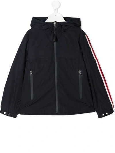 Moncler Teen Striped-trim Jacket In Blue