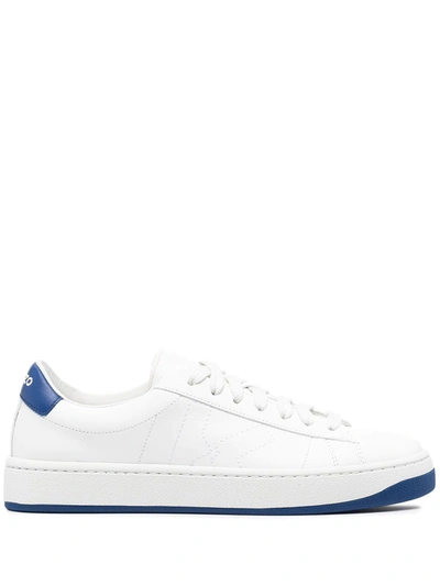 Kenzo Trainers Kourt Lace Up In White Leather In White,blue